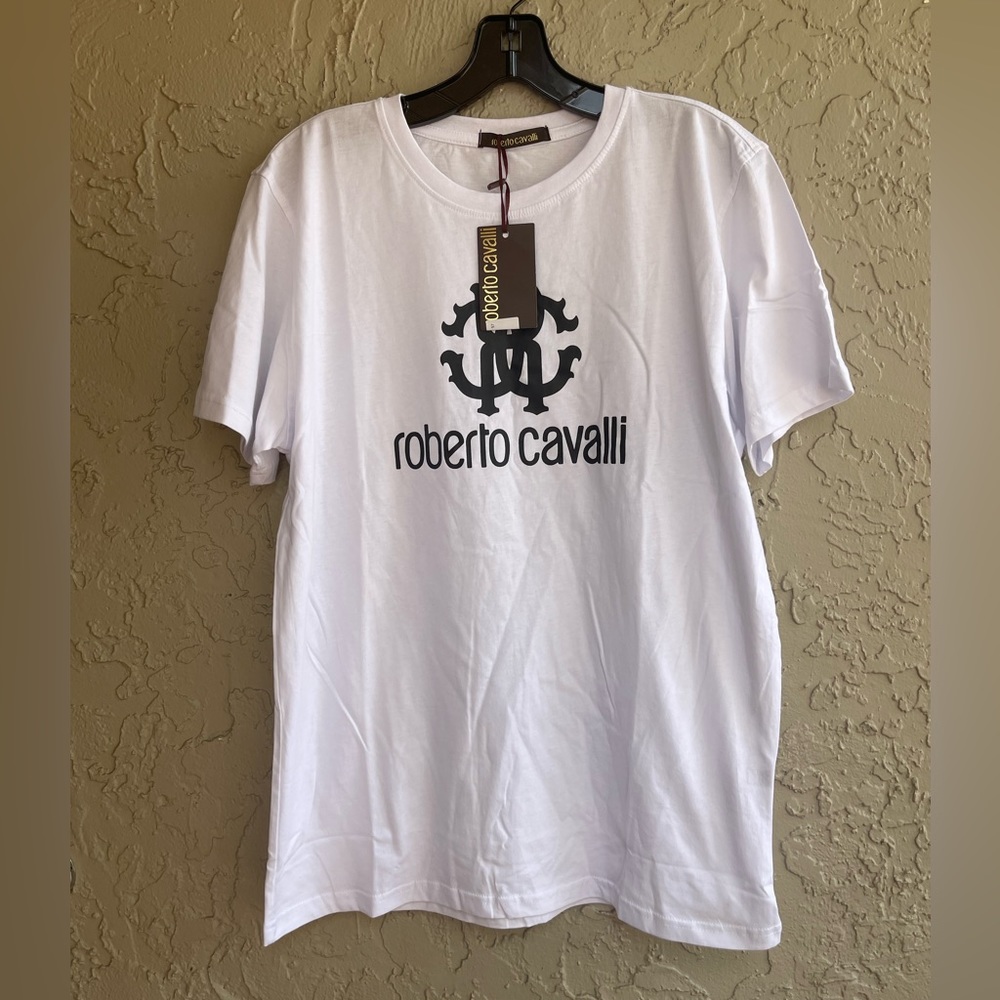 Roberto Cavalli men’s size XL white cotton t-shirt slim fit new with tag